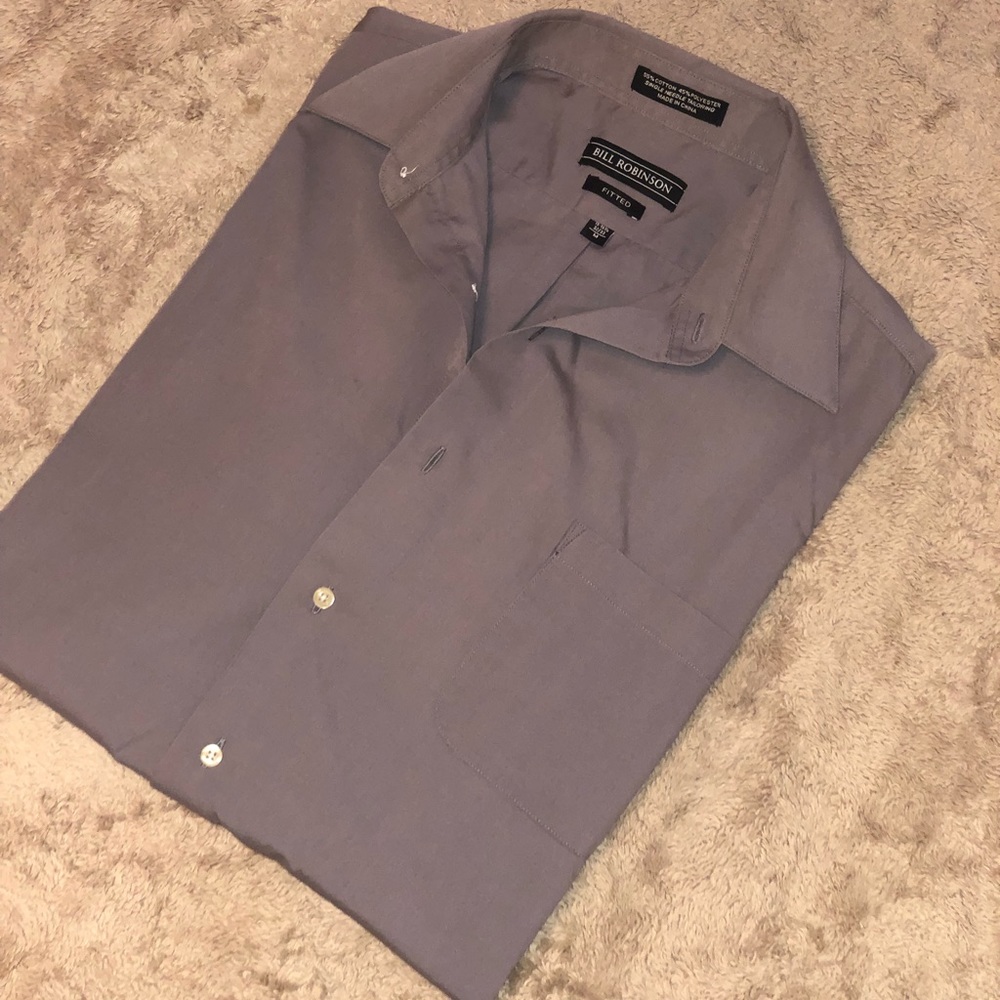 Men’s Grey Bill Robinson Button Down Dress Shirt M